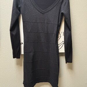 Guess Shimmering Black Long Sleeve Dress